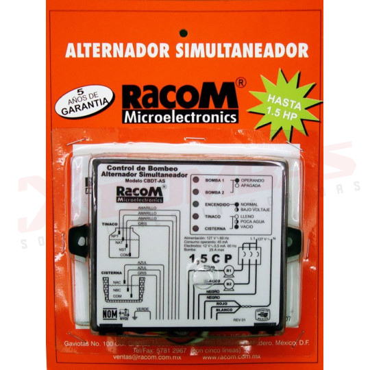 CBDT-AS, RACOM, Control de bombeo
dúplex tinaco
con cables