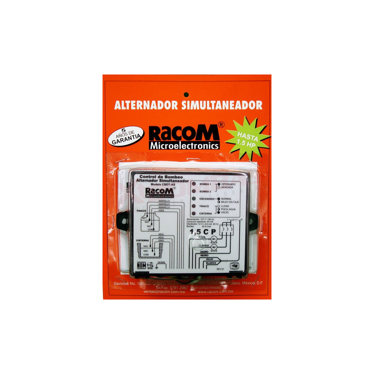 CBDT-AS, RACOM, Control de bombeo
dúplex tinaco
con cables