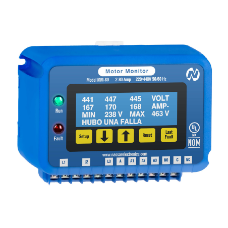 MODELO MM-400 NASSAR PROTECTOR DE FALLAS DE VOLTAJE TRIFÁSICO MOTOR MONITOR 400 AMP. 220/380/440 VCA