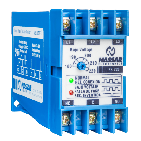 MODELO F3-440 NASSAR PROTECTOR DE FALLA DE VOLTAJE TRIFÁSICO FASEALERT-3 ESTÁNDAR EN 440 V