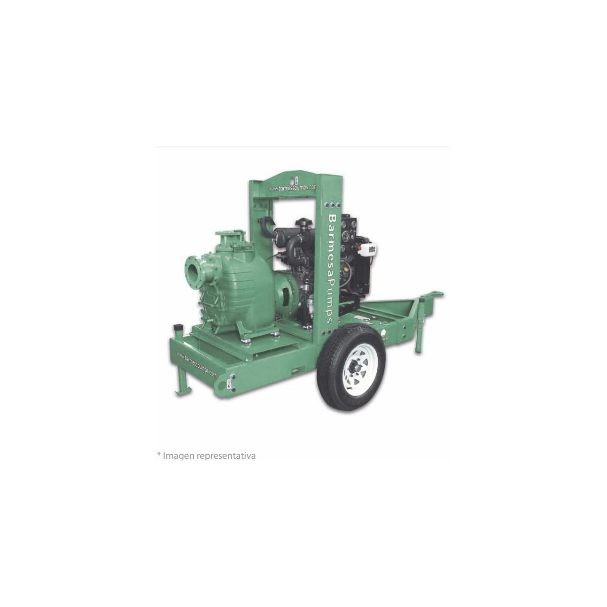 MODELO SH4-4TNV88 EN BASE CON RUEDAS NEUMÁTICAS BARNES BOMBA AUTOCEBANTE TRAGASÓLIDOS MOTOR A DIÉSEL