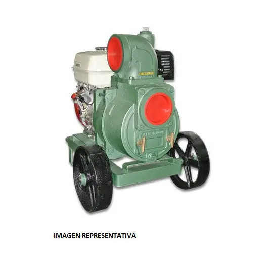MODELO 4ATS-CH18 EN BASE CON RUEDAS DE FIERRO BARNES BOMBA AUTOCEBANTE TRAGASÓLIDOS MOTOR A GASOLINA
